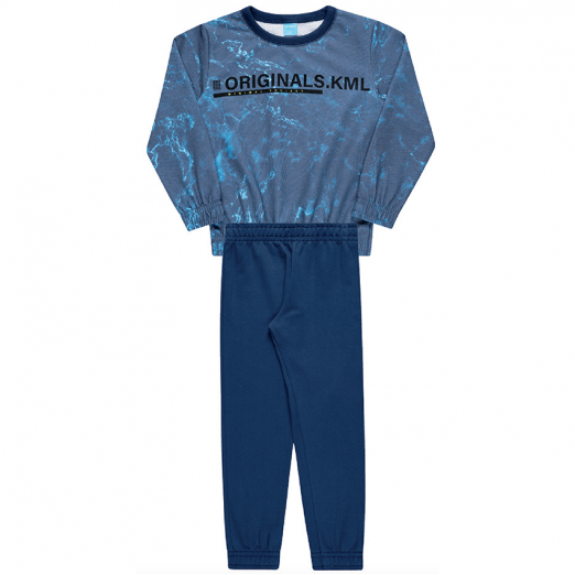 Conjunto Pijama Infantil Masculino Petroleo Marinho Tamanho 8 Anos Kamylus