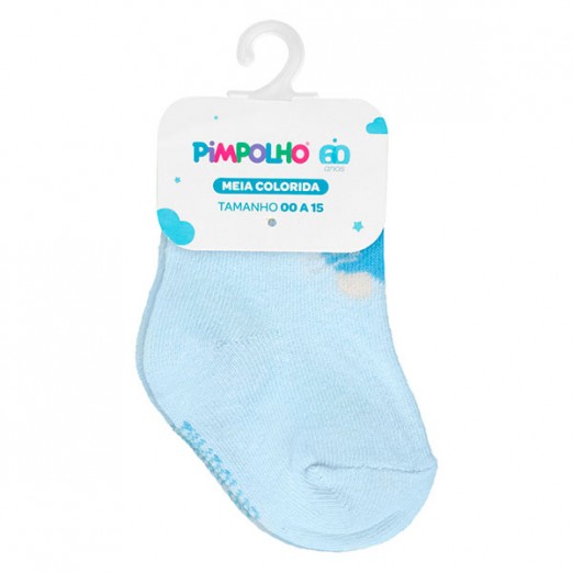 Meia Colorida Masculina 00 a 15 Urso Azul Pimpolho