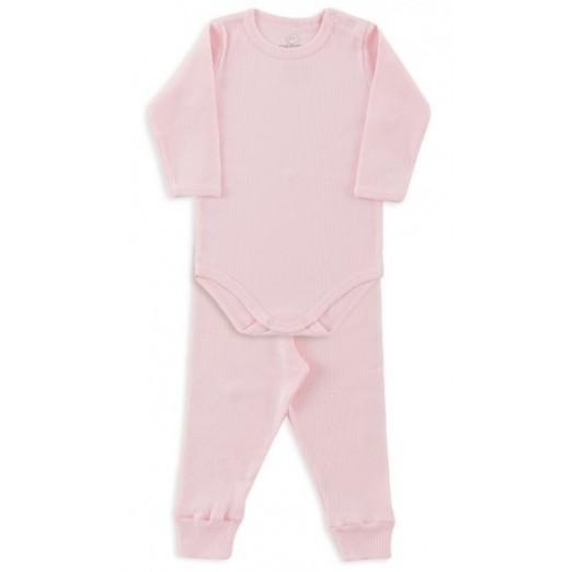 Conjunto De Body Canelado G Bebê Rosa Dedeka