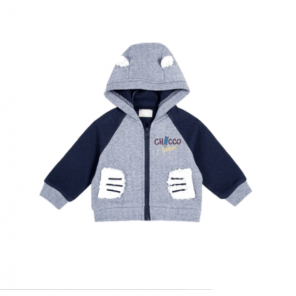 Blusa De Frio Infantil Capuz Orelhinha Cinza 6 Meses Chicco