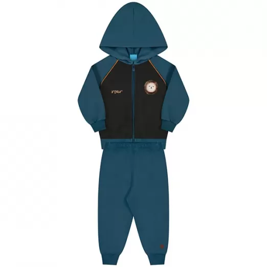 Conjunto Moletom Infantil Gorurão Azul petroleo G Kamylus