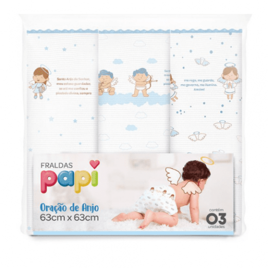 Papi fralda oração de anjo estampada masculino