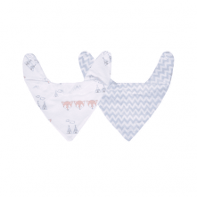 Babador Bandana Malha Estampa Chevron Azul com 02 unidades Papi