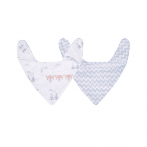 Babador Bandana Malha Estampa Chevron Azul com 02 unidades Papi