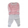 Conjunto Feminino 2 Peças Rosa Com Detalhes 6 Meses Chicco