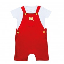 Conjunto Jardineira Curta Com Camisa Sued Natal Atemporal P Mini Bear 