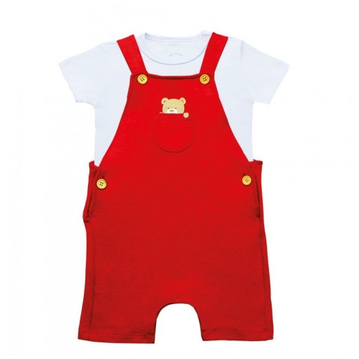 Conjunto Infantil Jardineira Curta Com Camisa Sued Natal Atemporal Tam M Mini Bear