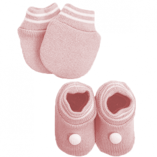 Kit RM Tricot  01 Par De Sapato E 01 Par De Luva RosaTricô Tricart Baby RN