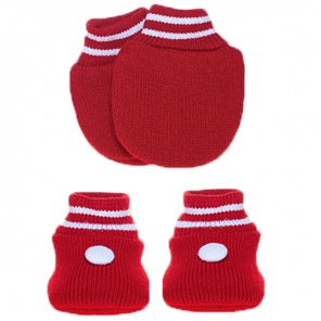  Kit RM Tricot  01 Par De Sapato E 01 Par De Luva Vermelho Tricô Tricart Baby RN