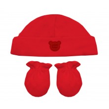 Kit Infantil Touca e Luva Algodão Egípcio Vermelho Tam Único Mini Bear 