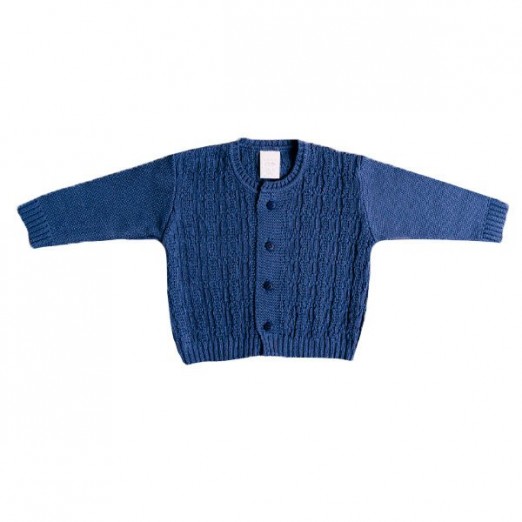 Casaco Infantil Para Menino Azul Bebê Em Tricot Milly Baby Tam M