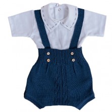 Conjunto Infantil Masculino Azul Marinho Romper Com Body Milly Baby Tam RN