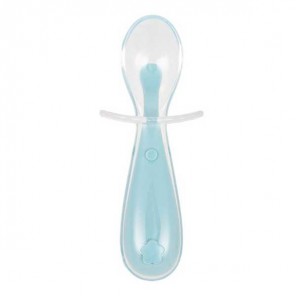 Colher De Silicone Infantil Com Travas De Segurança Azul Buba 