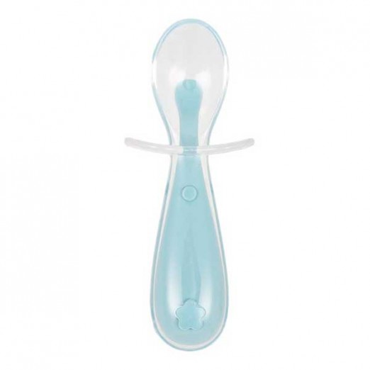 Colher De Silicone Infantil Com Travas De Segurança Azul Buba