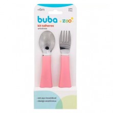 Kit Talheres Bubazoo Unicórnio Rosa +6m Buba