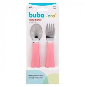 Kit Talheres Bubazoo Unicórnio Rosa +6m Buba