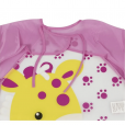 Babador infantil com manga girafa rosa kababy