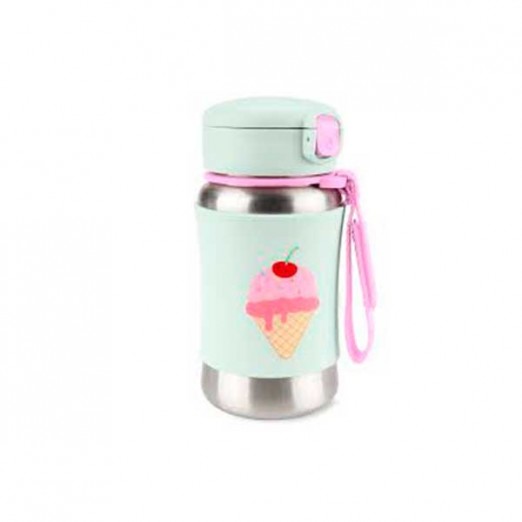 Garrafa Infantil de Aço Inox Para Menina Com Canudo Sorvete  Rosa Skip Hop