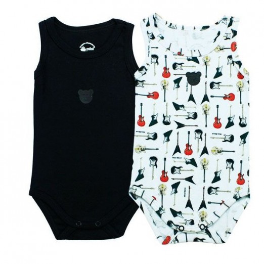 Pack Kit 2 Body Infantil Sued Rock  100% Algodão Egípcio Mini Bear Tamanho P