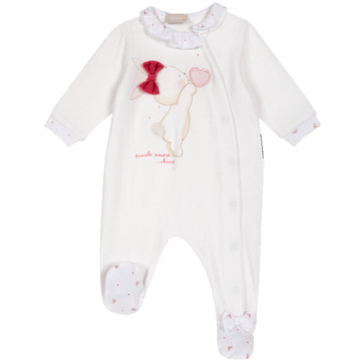 Macacão Longo Para Bebê Feminino Branco Coelho 6 Meses Chicco