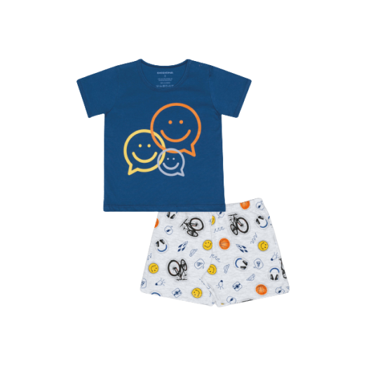 Pijama Curto Infantil Masculino 2 Anos Stickers Brilha No Escuro Dedeka