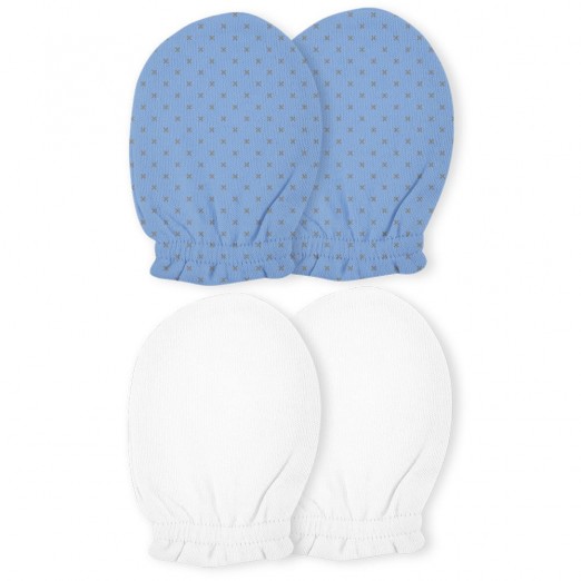 Kit De Luvas Para Bebê Recém Nascidos  Xis Azul  2 Pares Papi