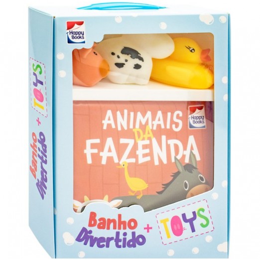 Livro Banho Divertido + Toys Animais Da Fazenda +0m Happy Books