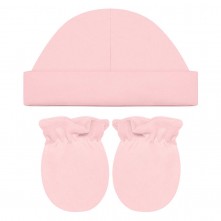 Kit Infantil Touca e Luva Algodão Egípcio Rosa Bebê Tam Único Mini Bear 