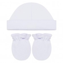 Kit Infantil Touca e Luva Algodão Egípcio Branco Tam Único Mini Bear 