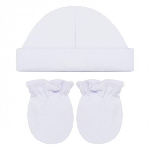 Kit Infantil Touca e Luva Algodão Egípcio Branco Tam Único Mini Bear 