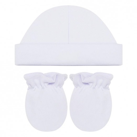 Kit Infantil Touca e Luva Em Algodão Egípcio Branco Tam Único Mini Bear