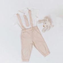 Conjunto Batizado Calça e Blusa Infantil Masculino Creme Kafka Baby GG