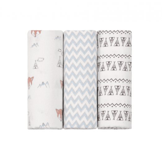 Cueiro flanelado papi baby estampado masculino 1,20m x 1,20m contém 03 un