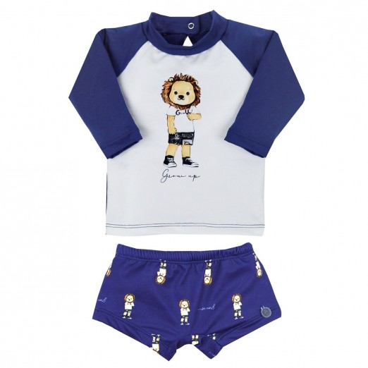 Conjunto Infantil Masculino Leão Manga Longa Linha Beach Wear Tam P Growup