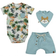 Conjunto Curto Body C/Short Creme Happy Family +3m Growup