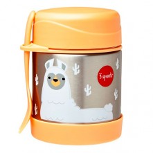 Pote Térmico Infantil para Alimentos 350ml Laranja Lhama 3sprouts