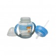 Copo Multi Com Alça E Canudo de Silicone Azul Tigre 2 em 1  8m+ 230ml Clingo