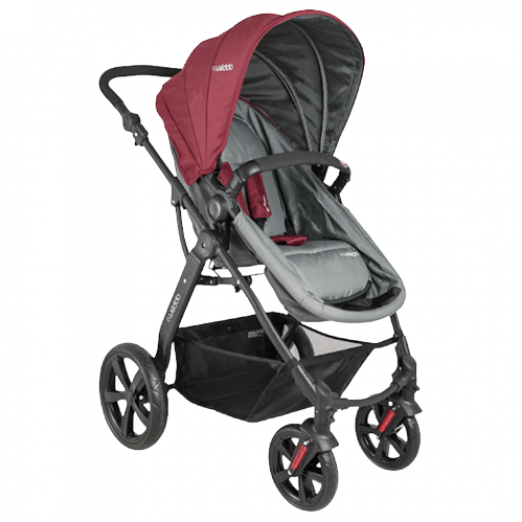 Carrinho Para Bebê Galaxy Travel System Estrutura Em Aço Vinho e Grafite Acopla Bebê Conforto Casulo Click 415 Kiddo