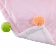 Manta Infantil Pompom Baby Rosa e Branco Comtac