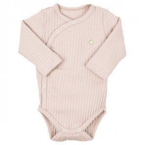 Body Longo Infantil Feminino Rosa Bebê Canelado Grow Up Tam 3M