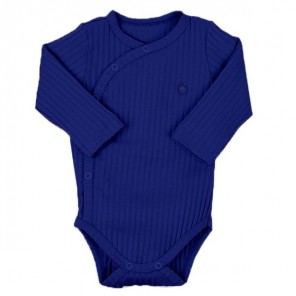 Body Longo Infantil Masculino Azul Marinho Canelado Grow Up Tam 3M