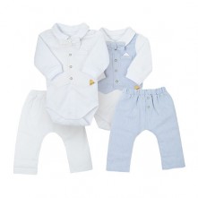 Conjunto Bebê Branco e Azul Grow Up 3M