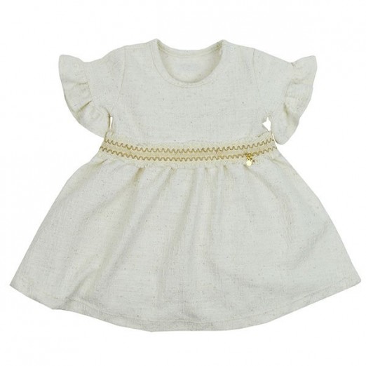 Vestido Infantil Bebê Menina Manga Curta Daisy Family Algodão, Poliéster e Linho Grow Up 12M