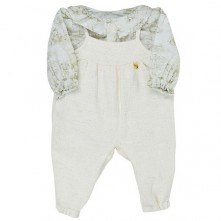 Conjunto Infantil Feminino Body e Macacão Lion Family Creme Grow Up 3M