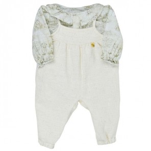 Conjunto Infantil Feminino Body e Macacão Lion Family Creme Grow Up 3M