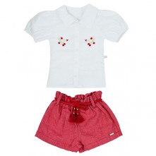 Conjunto Infantil Para Menina Short e Blusa Party Celebration Grow Up 3 Anos