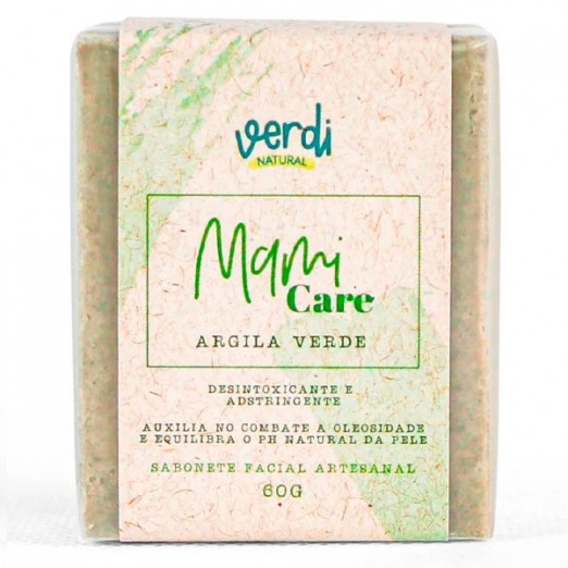 Sabonete Facial Desintoxicante e Adstringente de Argila Verde Mami Care Verdi Natural