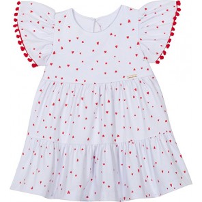 Vestido feminino Branco Com Coração 2 Anos Nini e Bambini 