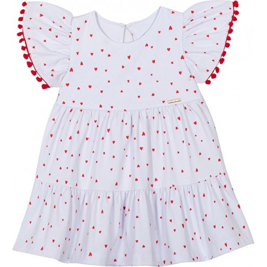 Vestido  Branco Com Coração Feminino  2 Anos Nini e Bambini