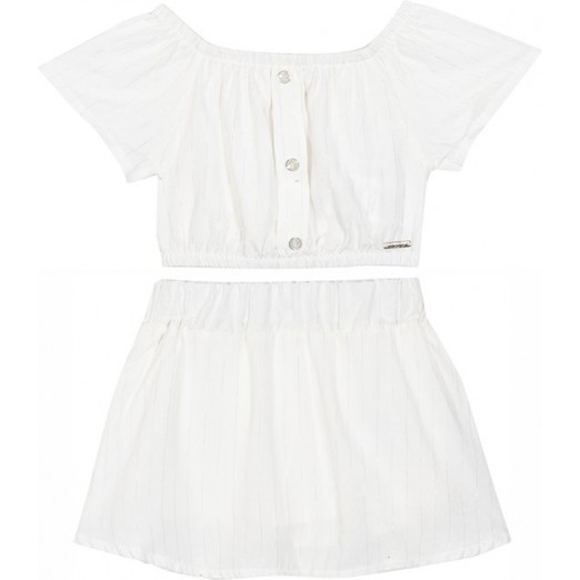 Conjunto Feminino Curto Verão Branco 1 Ano Nini e Bambini